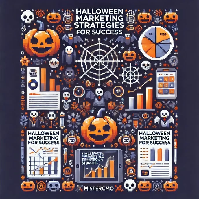 DALL·E 2024-10-24 09.47.43 - A pixel art cover for an article about Halloween marketing strategies. The design should feature a spooky yet professional vibe, with Halloween elemen